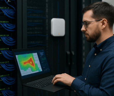 Professional Wi-Fi Site Surveys A network engineer performing an Ekahau Wi-Fi site survey.