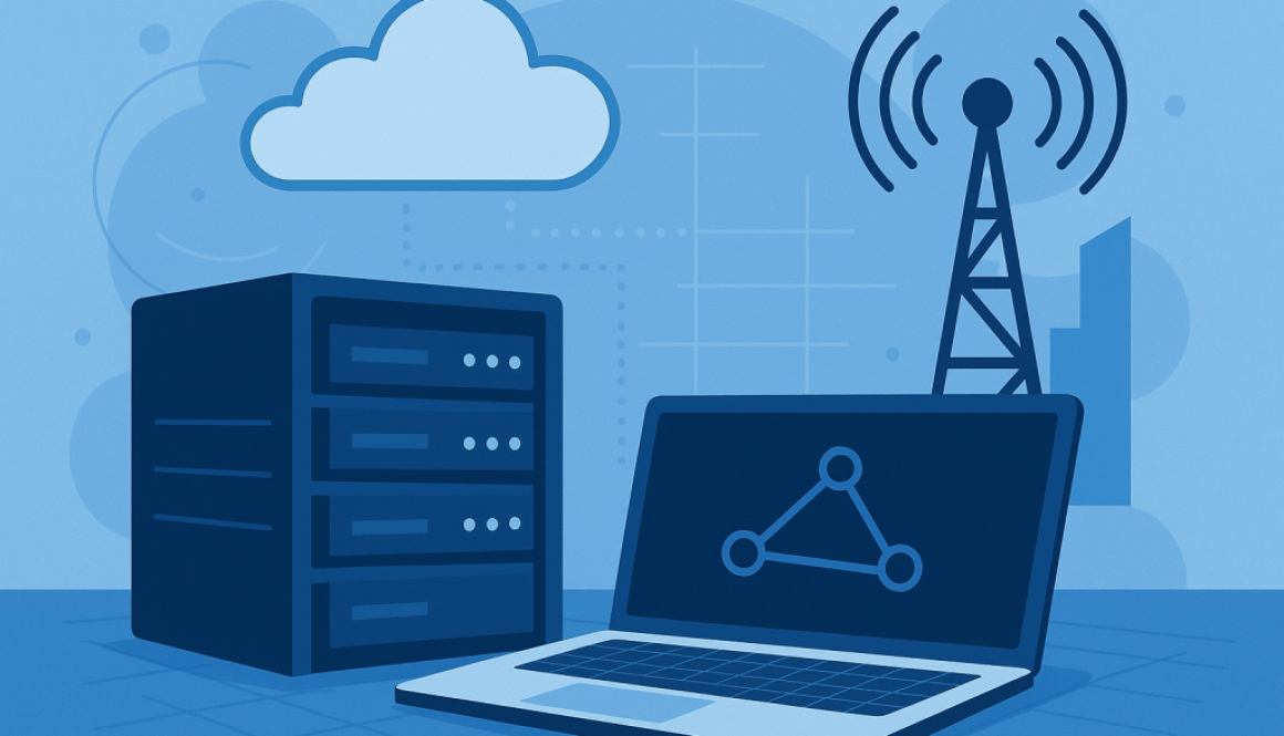 Future-proof IT infrastructure Hybrid cloud and network infrastructure illustration representing future ready IT systems.